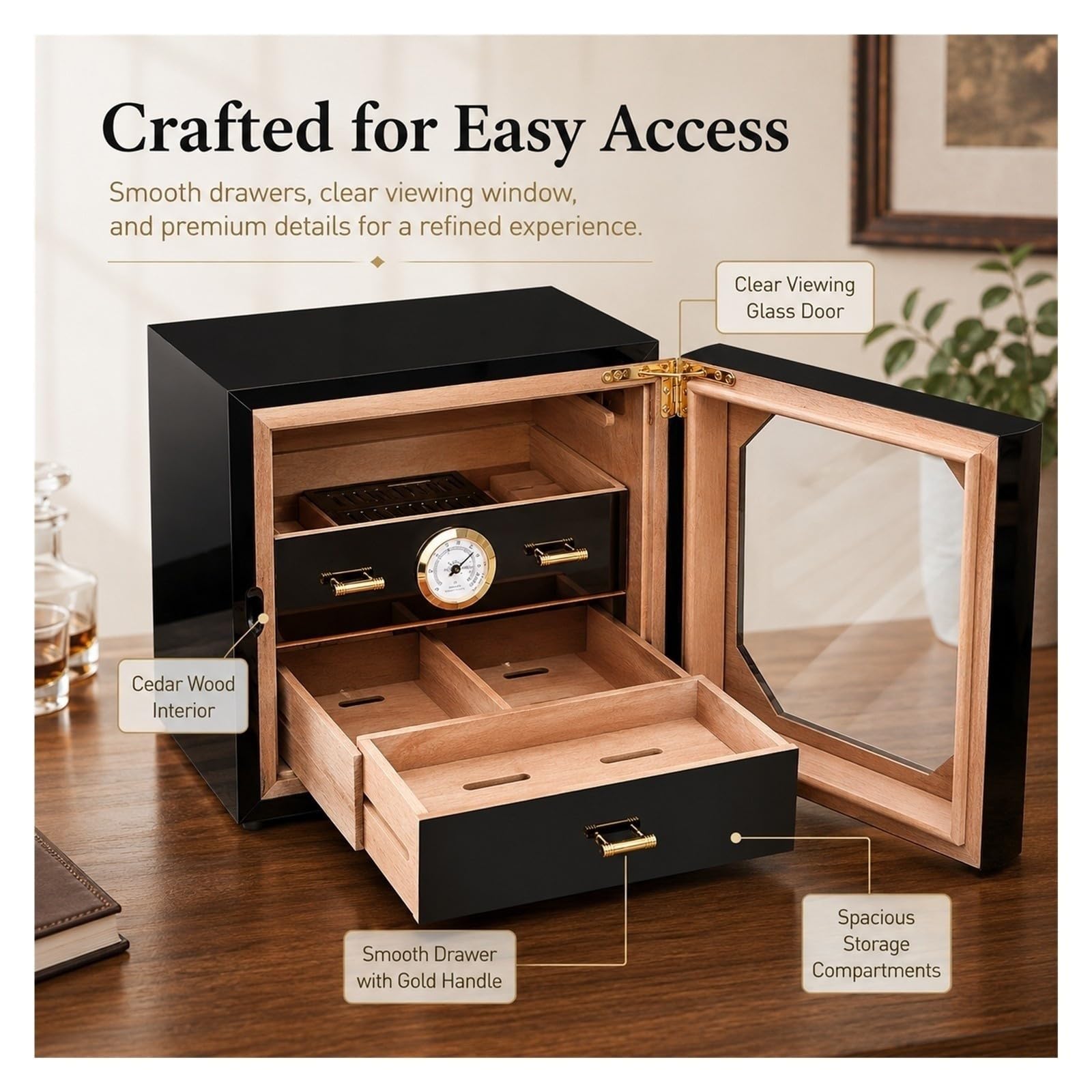 Gabinete for cigarros de Madera de Cedro Premium