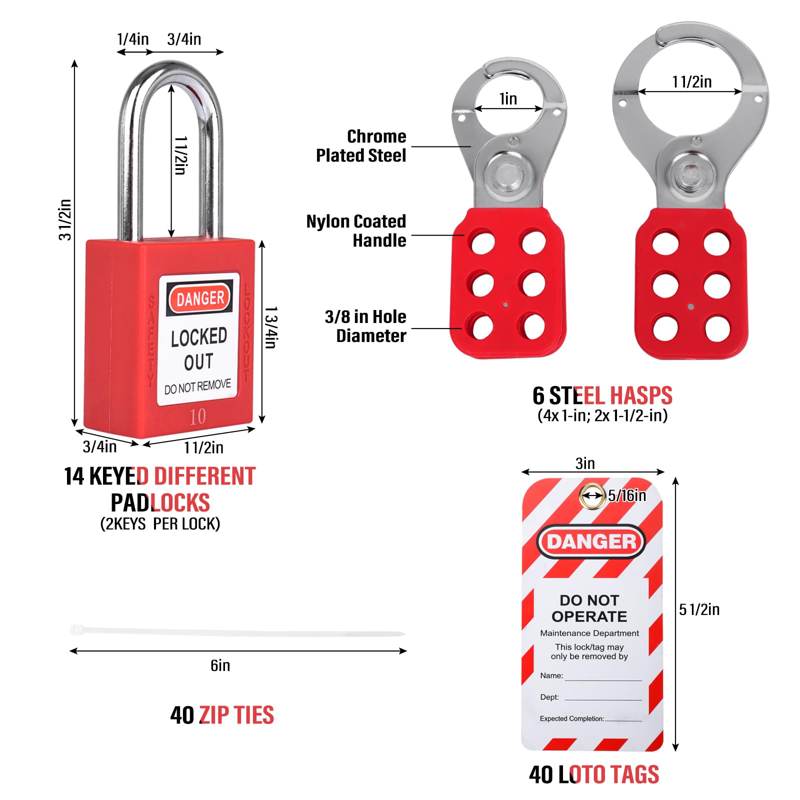Lotov Rack OSHA Compliant LOTO Lockout Tagout Station With 24 Padlocks - Wall ...