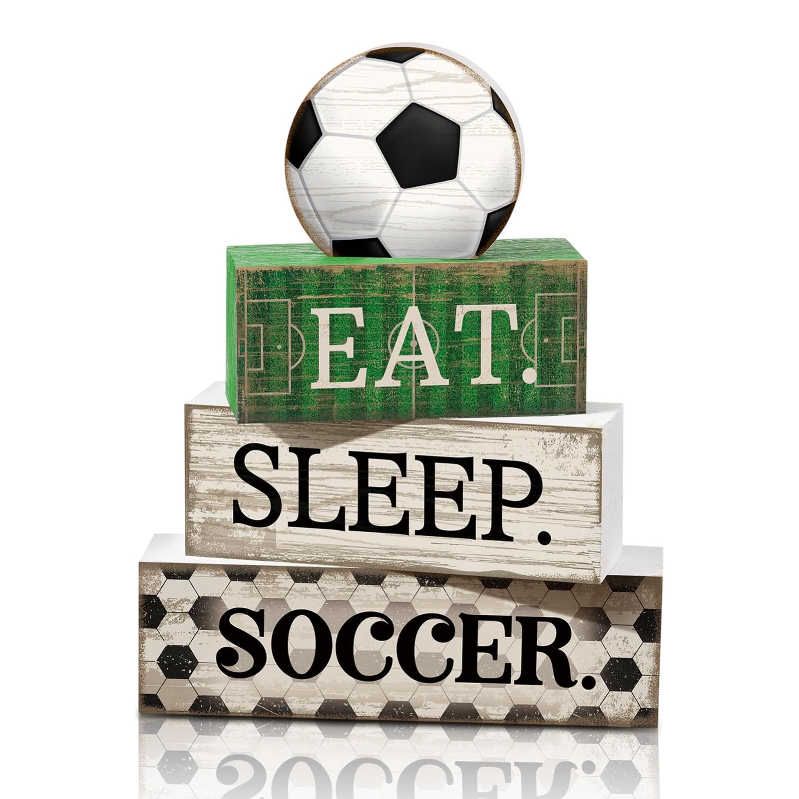 Ornaments for Living Room Wooden Football Decor Set, Living Room Accessories Home Decor, Wooden Soccer Home Sign Style Home Ornaments, Decorative Home Accessories for Shelves, Home Decoration