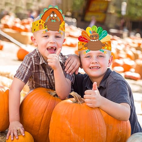 Miniatura 5 de ceiba tree Kit de manualidades de sombrero de pavo para niños, diademas de pavo de Acción de Gracias, coronas de papel, decoración de fiestas,
