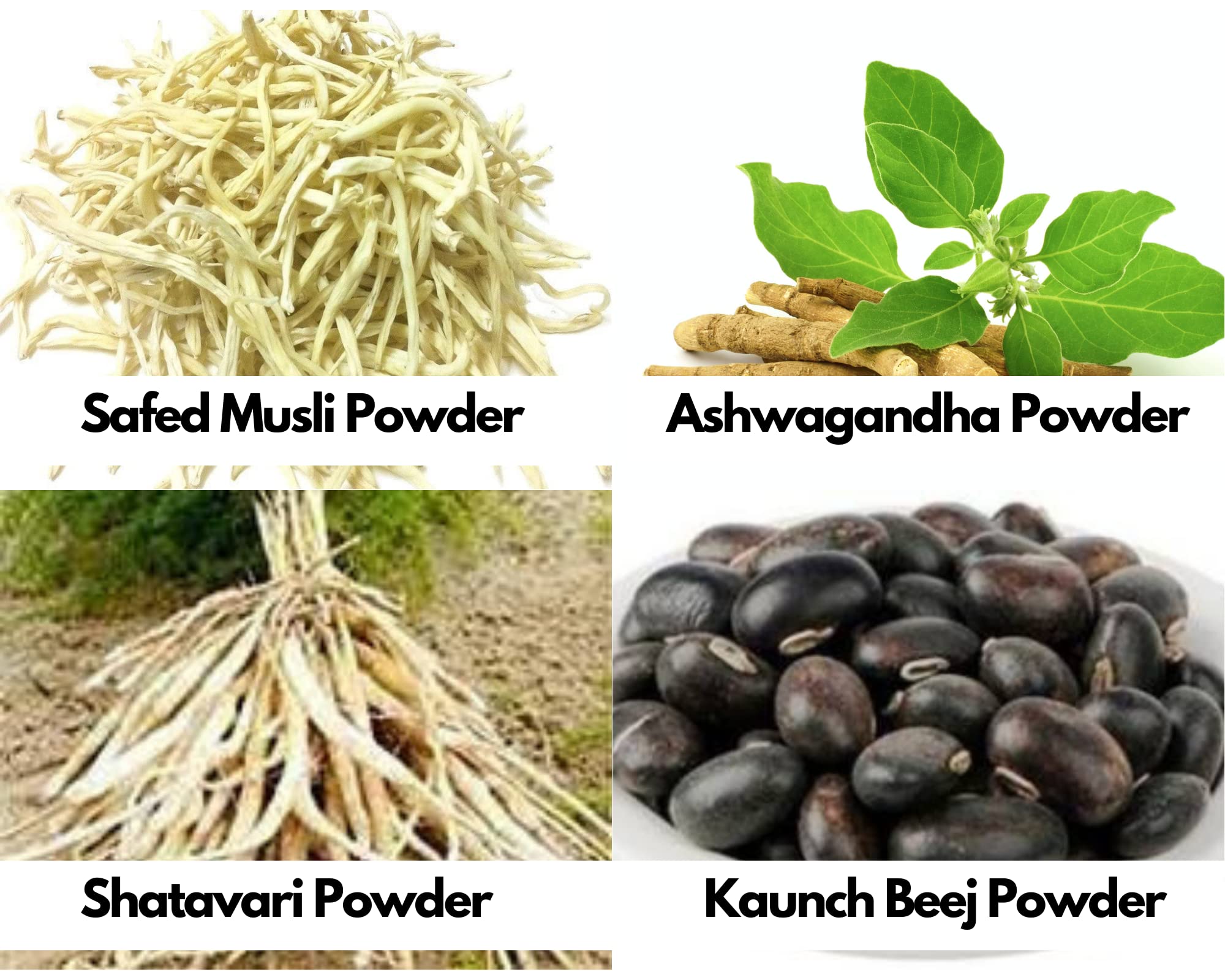 Shatavar, Safed Musli, Kaunch Beej & Ashwagandha Powder 400 gram [100 gram Each] (B07G6P3BMB) Amazon Price History, Amazon Price Tracker