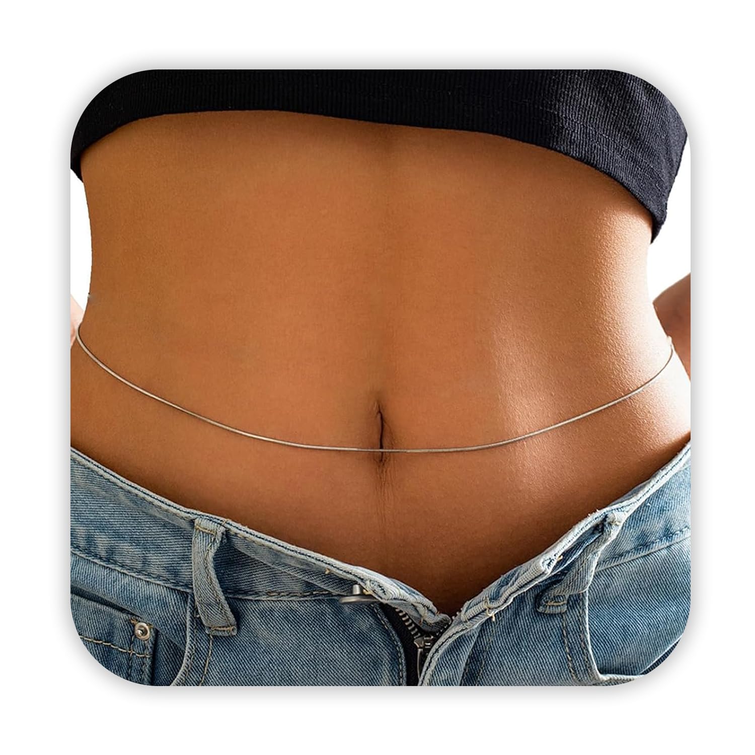 vama Adjustable Silver Snake Chain Kamarband Waist Hip Belly Body Chains Kamar karddhani Kamar bandh Saree Vaddanam for Girls & Women-picture-2