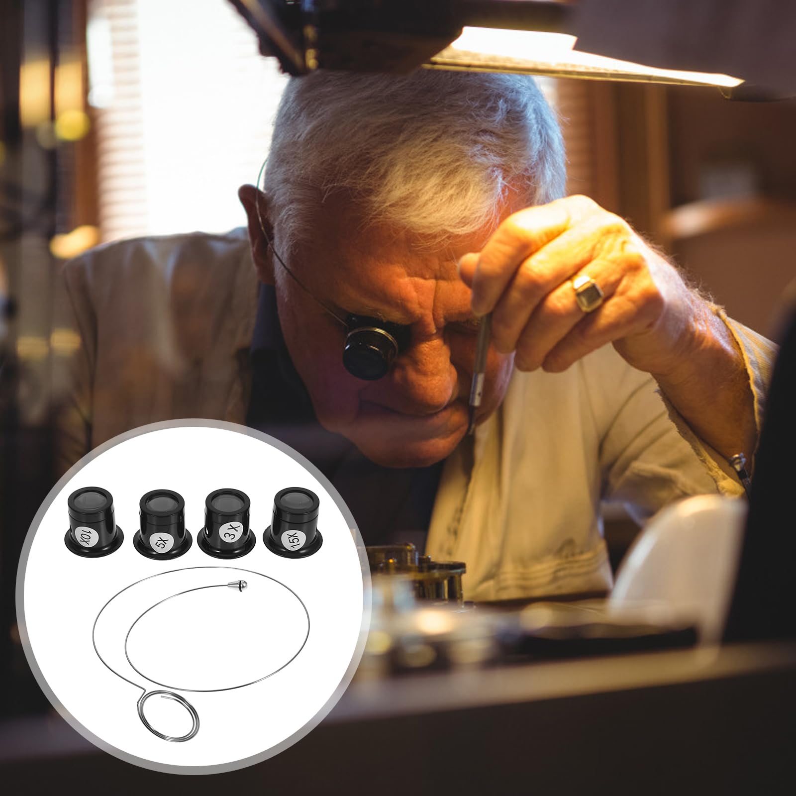 NOLITOY 4Pcs Jewelers Loupe, 3X/5X/10X/15X Magnifying Glass Eye Loop Portable Monocular Magnifier for Gem Stamp Reading Watch Repair - Image 5