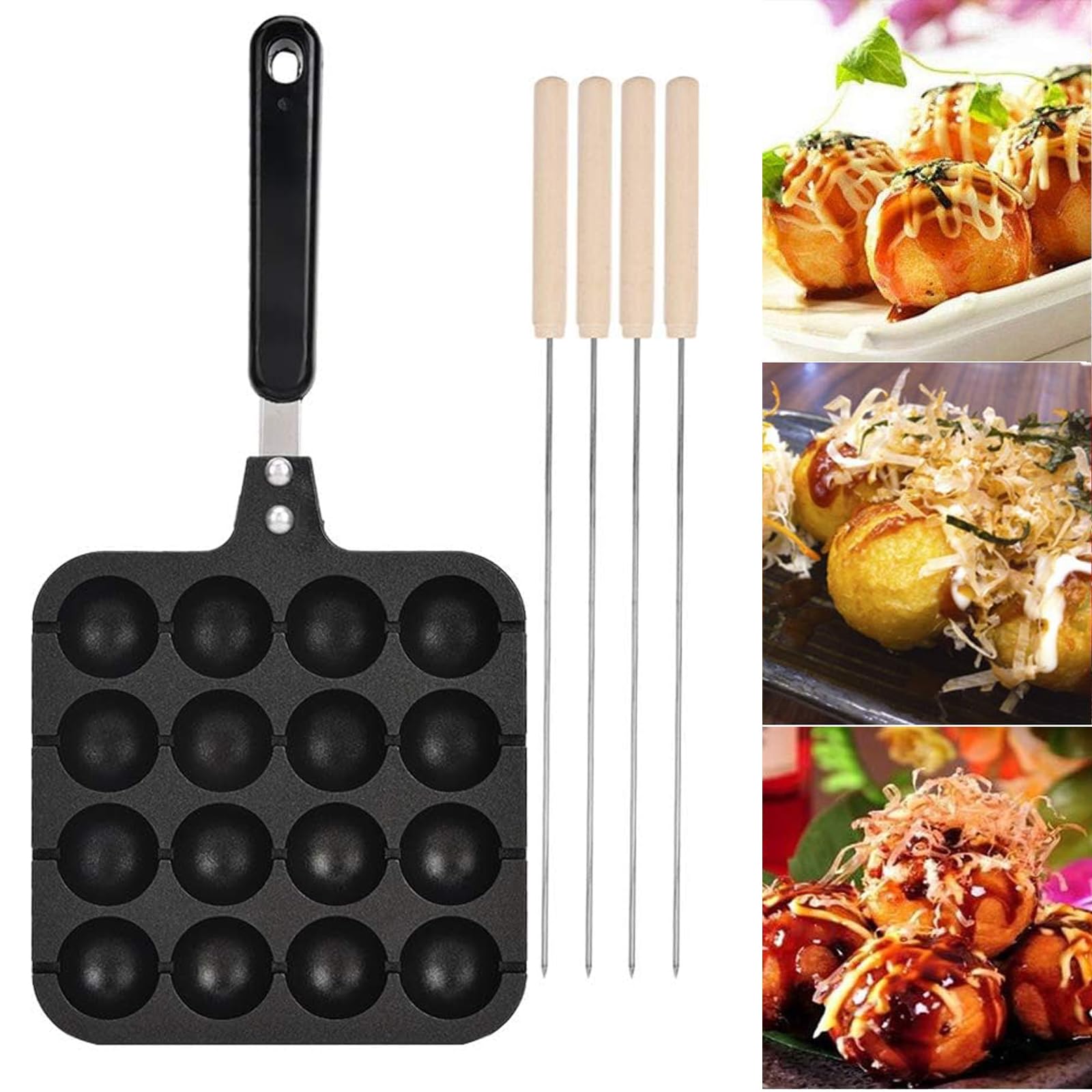 Poele Takoyaki Induction Pou00eale Takoyaki 7 Grilles En Fonte Takoyaki Grill Pou00eale Antiadhu00e9sive Poele A Trou Pour Beignet U00e0 Induction