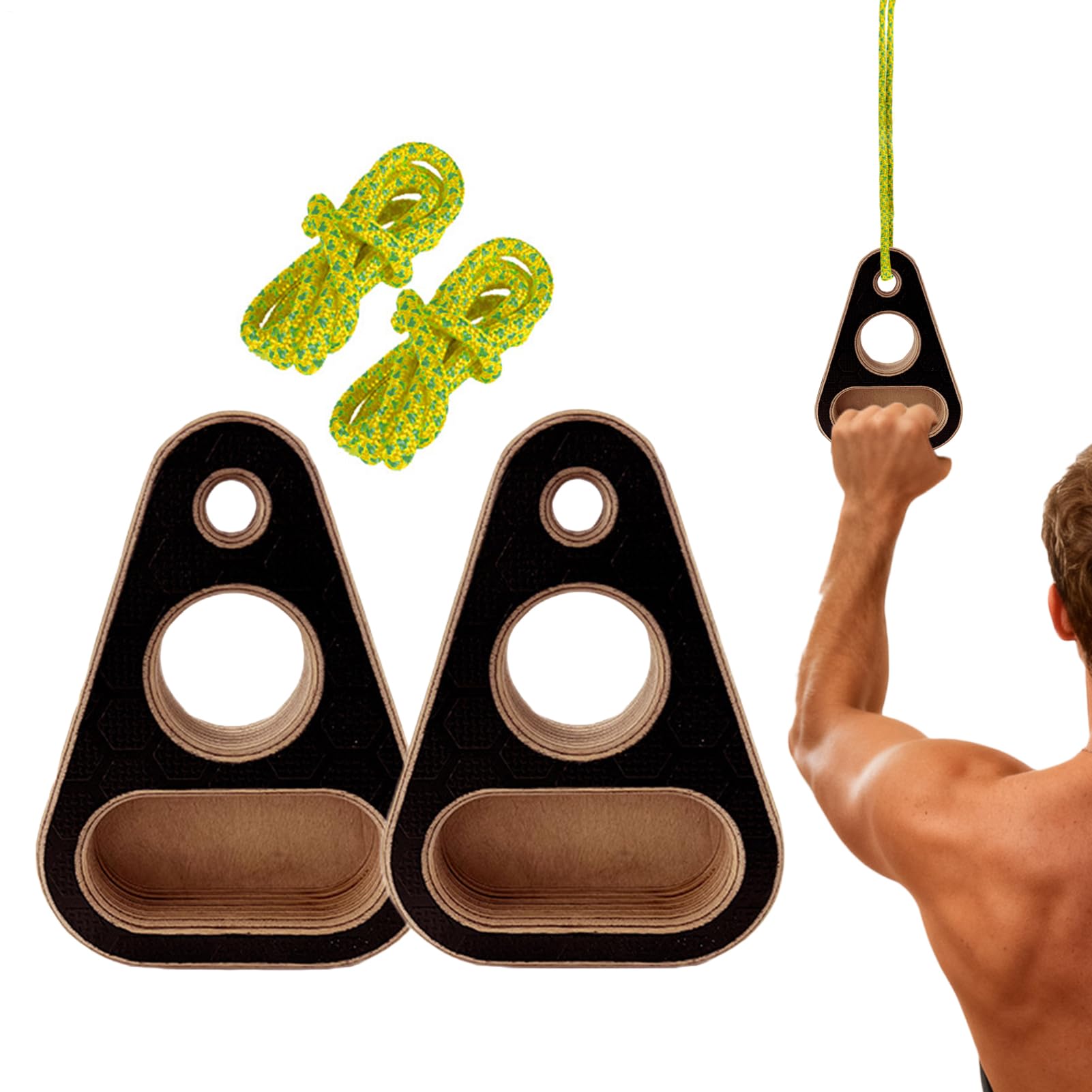 Hangboard Rock Climbing - Wood Portable Grip Trainer, Climbing Wall Board with Holds, Fitness Training Equipment, Grip Strength Builder for Men Women, Indoor Rock Climbings Board for Beginners Adults