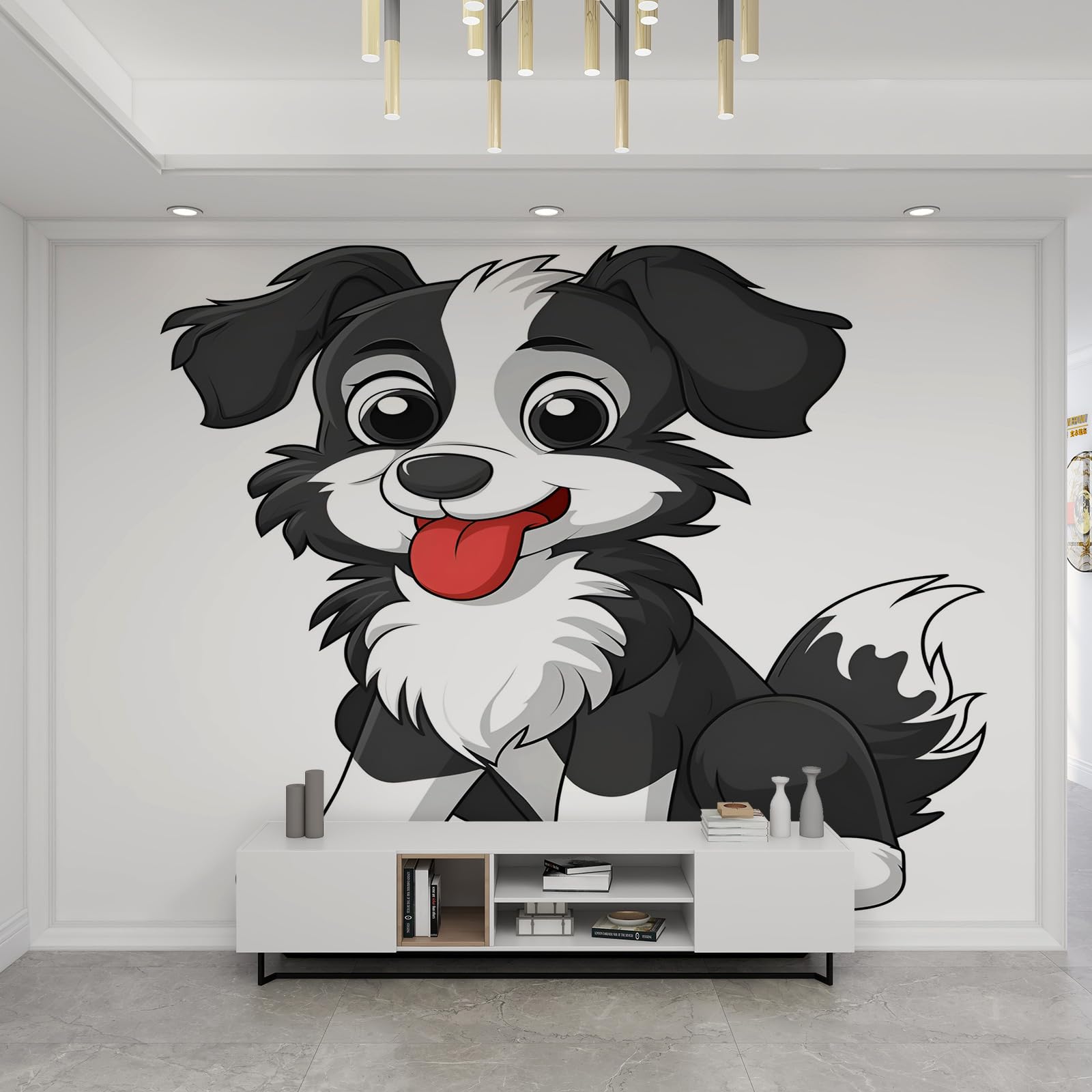 Papier peint mural motif chiots mignons pour cacher les imperfections
