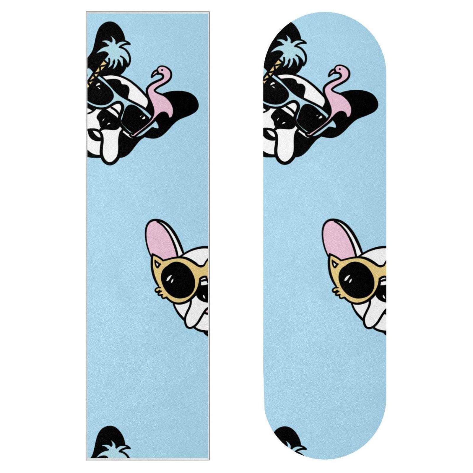 2 x Skateboard-Griptape mit Hund und Brille, Schleifpapier, Longboard-Aufkleber, Scooter, Deck, Sandpapier