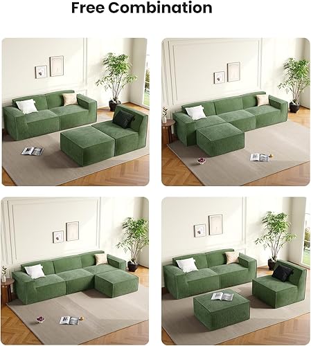 Miniatura 7 de Amada - Sofá modular en forma de L de 80 pulgadas, sofás Clopud de pana con asientos profundos y respaldo alto, sofás tapizados para sala de estar,