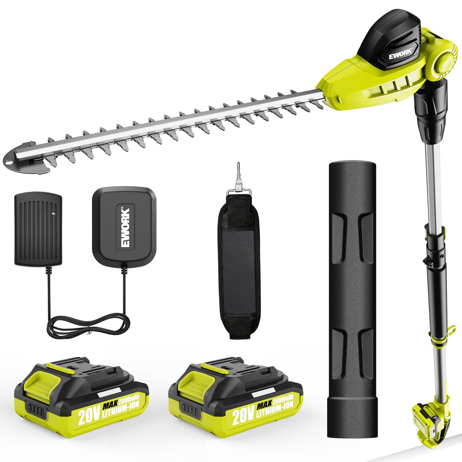 EWORK 20V Cordless Pole Hedge Trimmer