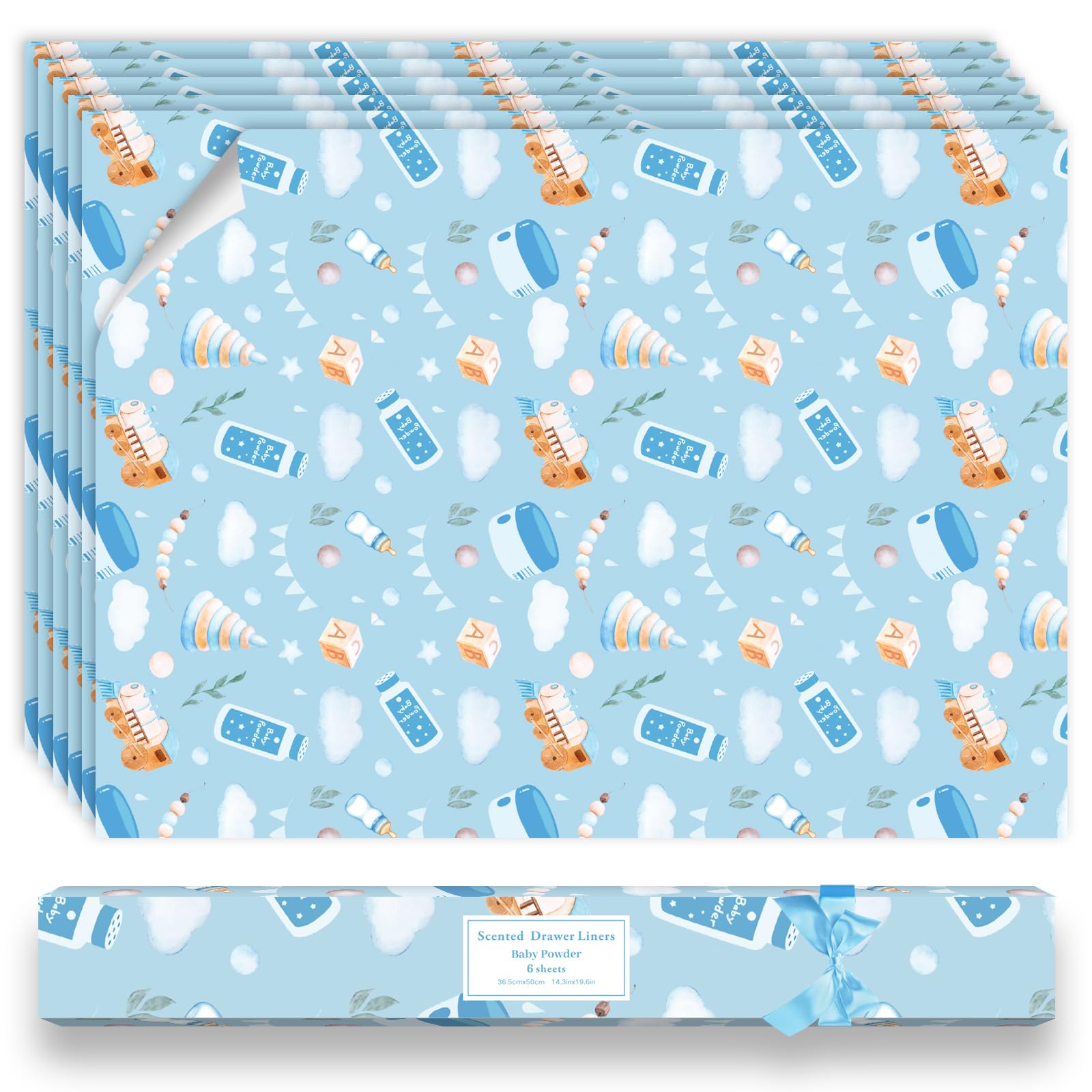 LA BELLEFÉE Baby Powder Scented Drawer Liners 14.3 x 19.6 Inch, 6 Sheets