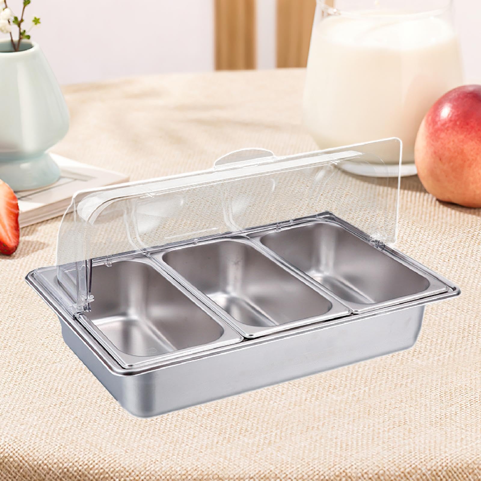 Juego de Calentadores de Comida para Buffet, Juego de Calentadores de Comida para Buffet, Bandeja de Comida, Comedor, Servidor de Buffet, Cat, 3 Ranuras