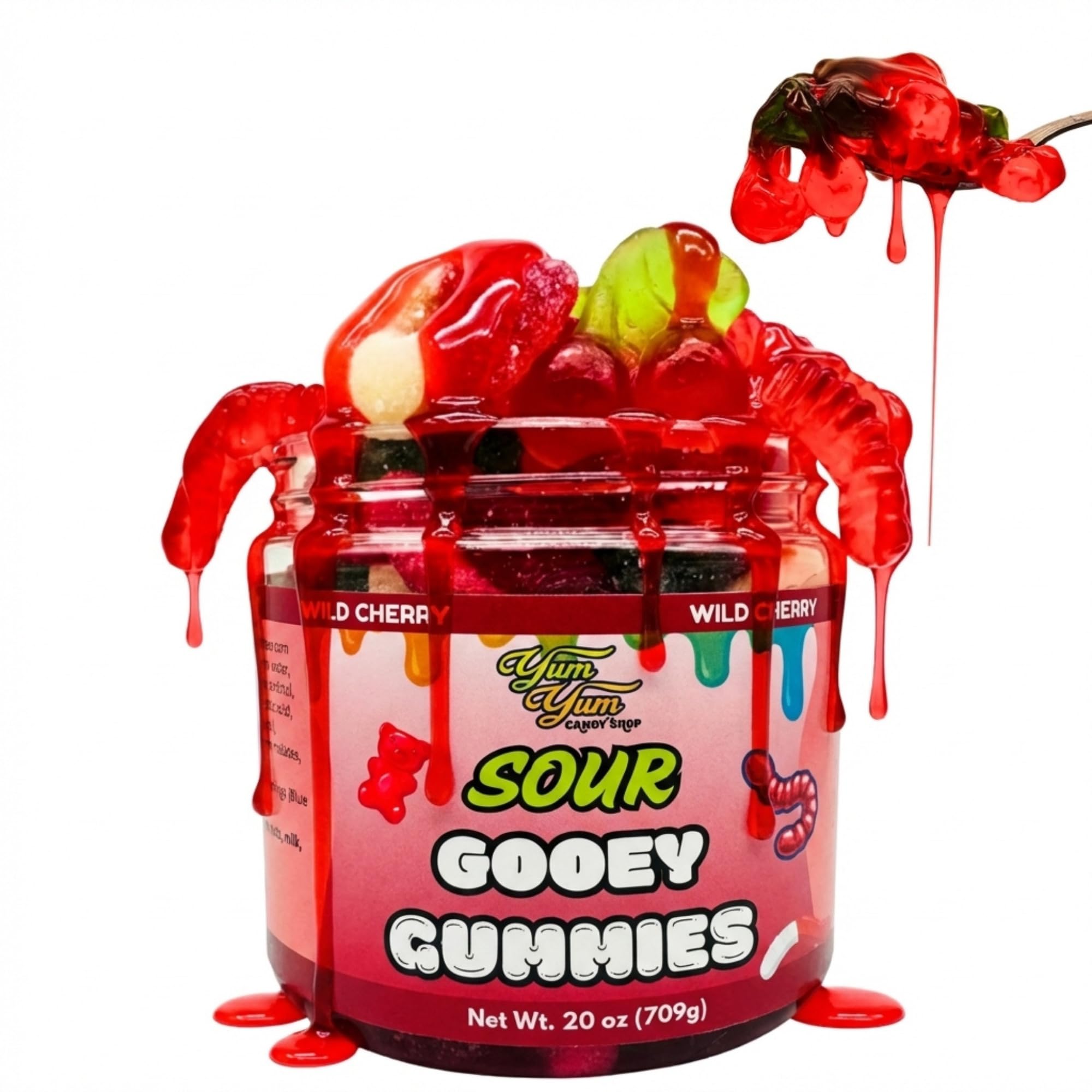 Yum Yum Candy Shop Sour Gooey Gummies, Sour Wild Cheery 13 oz [海外直送品]