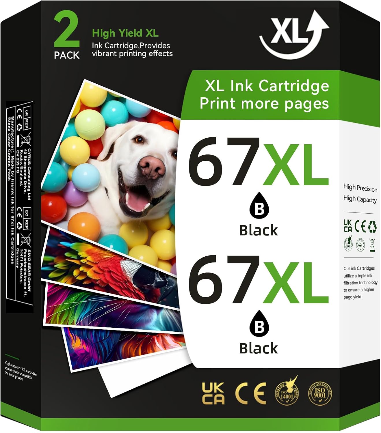 67XL Ink for HP 67XL Black Ink Cartridge for HP Ink 67 ink cartridges Work for HP DeskJet 2700 2700e 2755 2755e 2752 4152 2755 4155e Envy 6000 6055 6400 6455 Printer,2 Black