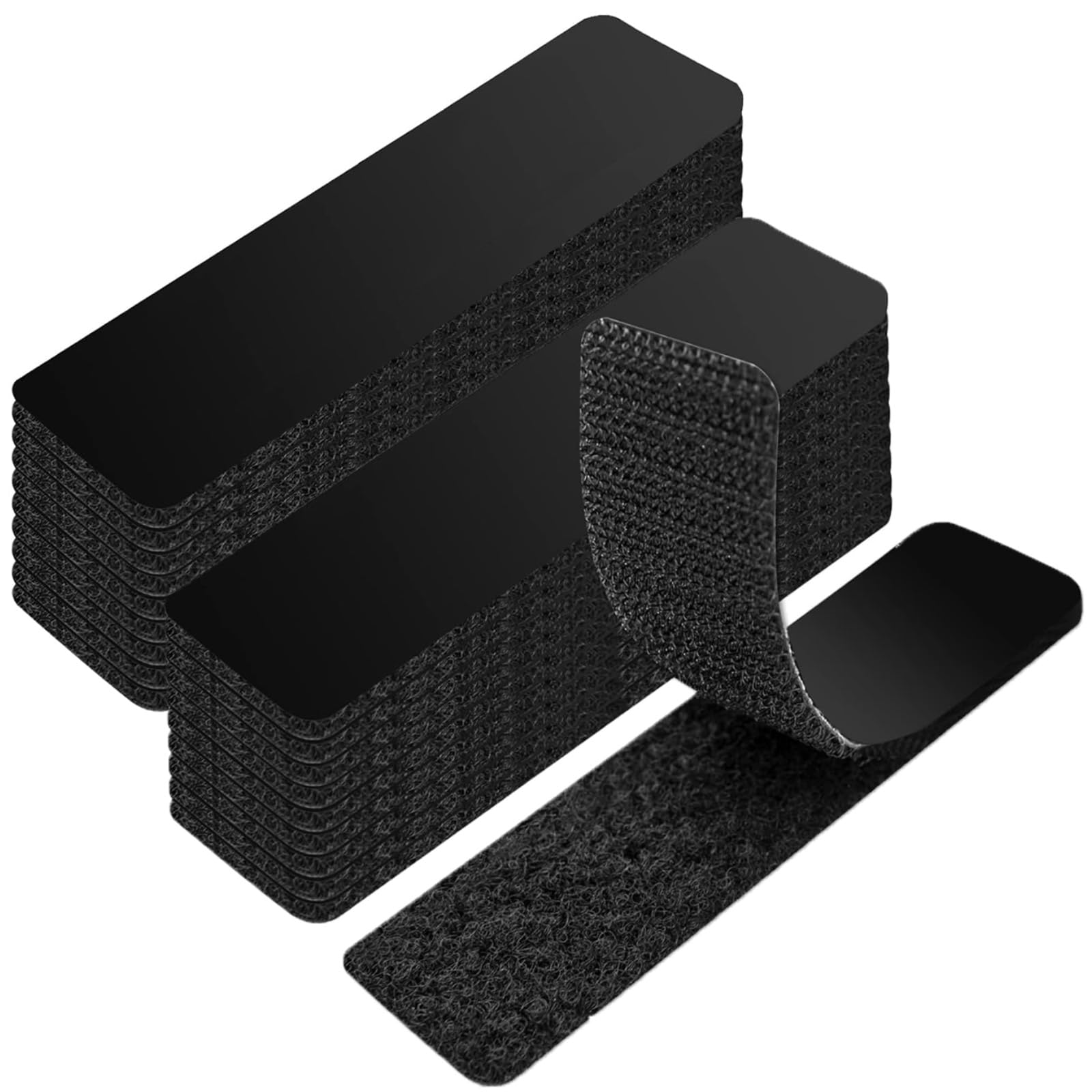 PaikatoaHook and Loop Strips with Adhesive, 48 Sets Double-Sided Adhesive Strip Strong Back Adhesive Hook & Loop Tape Fastener for Home or Office Use - Instead of Holes and Screws, Black 1x4 inch