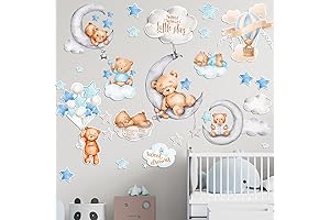 Yinder 78 Pcs Wall Decals for Baby Room, Cute Bear and Highland...