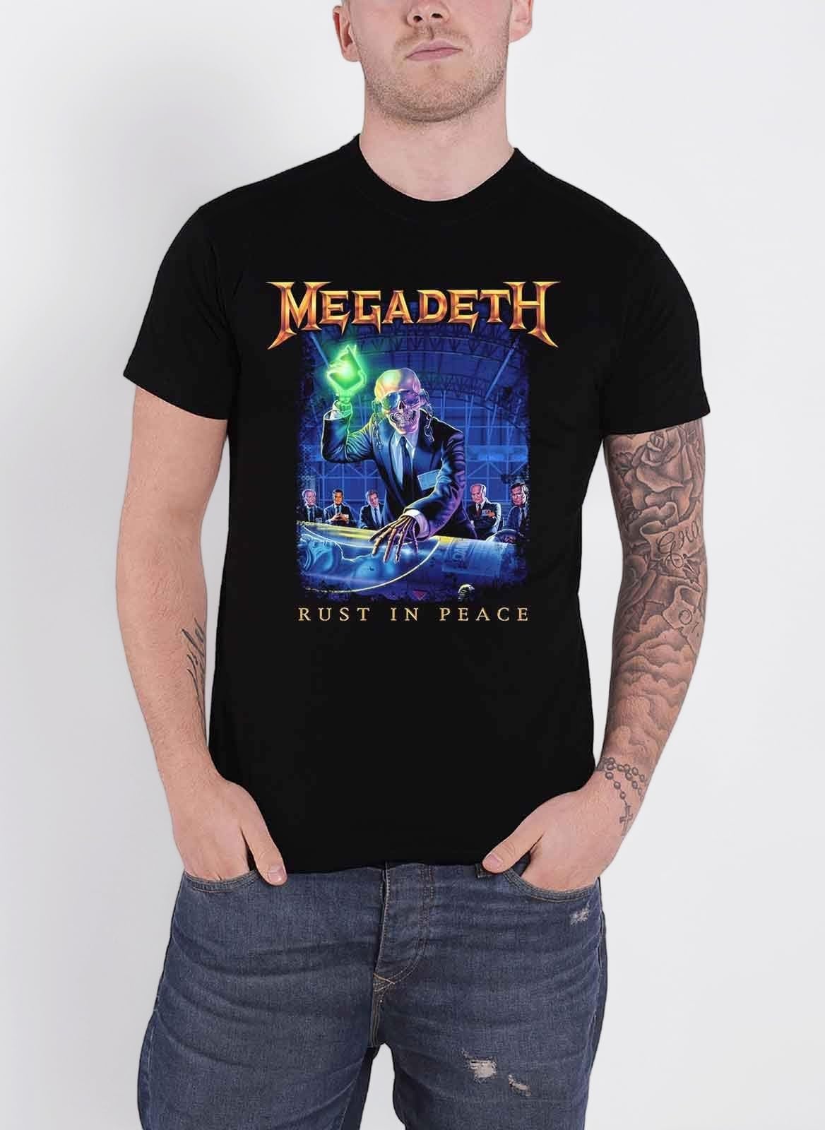 Megadeth T Shirt Rust in Peace Tracklist Band Logo Official Black