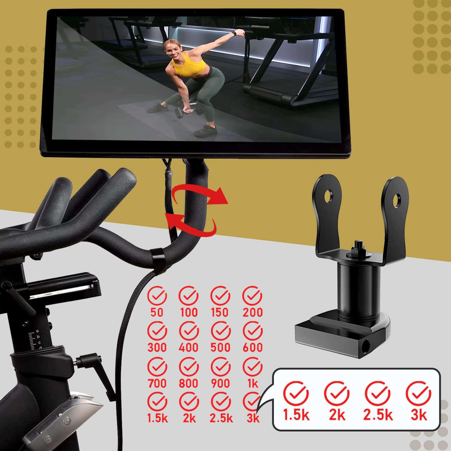 Screen Swivel Mount for Peloton, 360 Degree Aviation Aluminum Screen