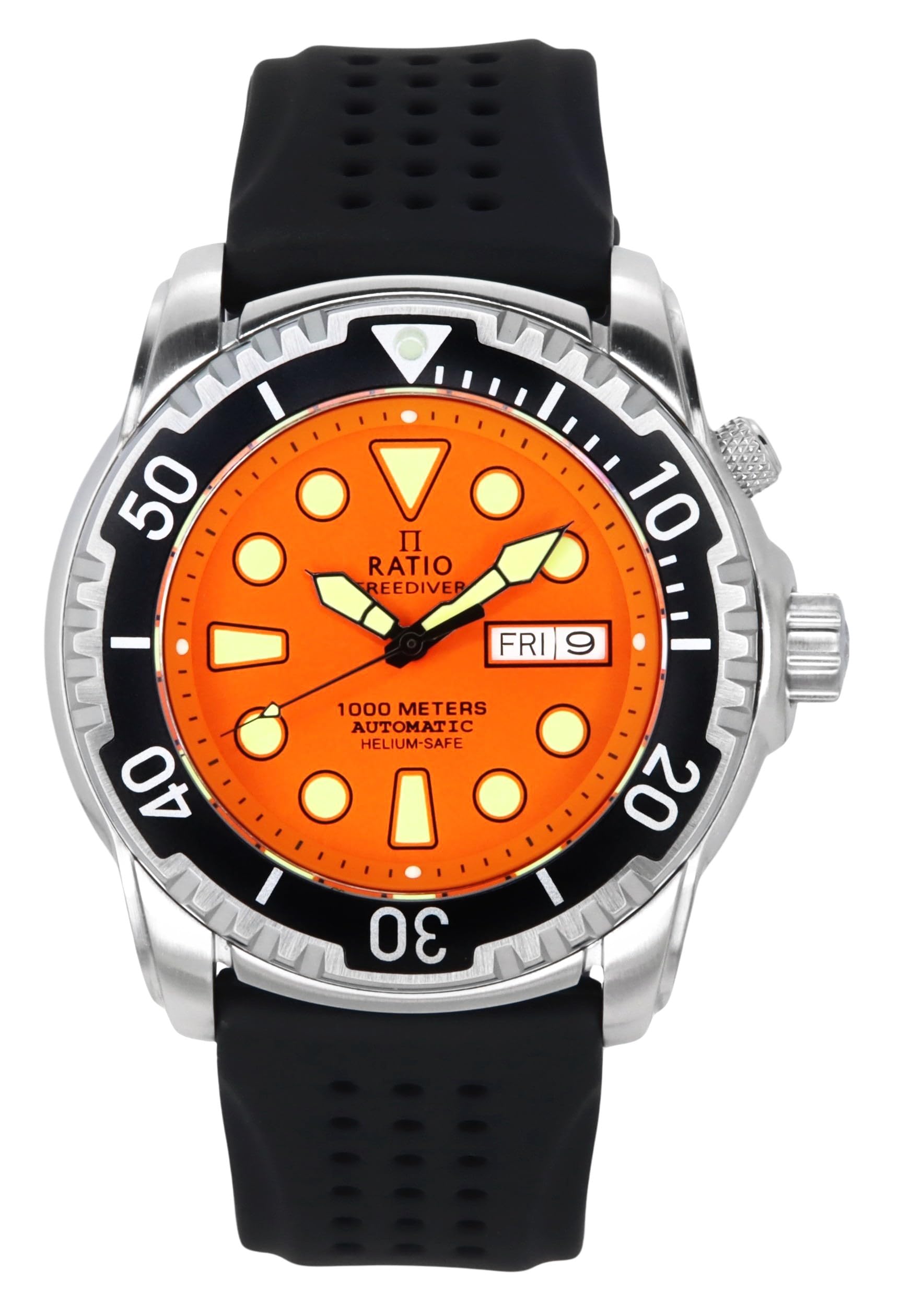 RATIOFreeDiver Helium-Safe Dive Watch Sapphire Crystal Automatic Diver Watch 1000M Water Resistant Diving Watch for Men