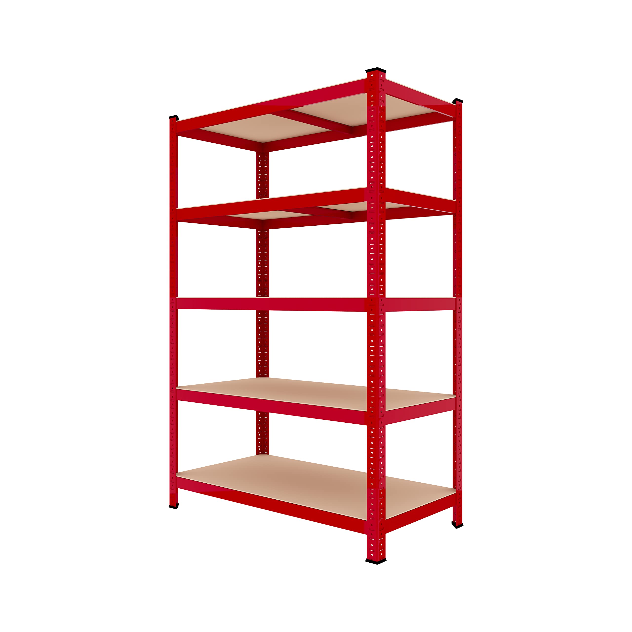 Bricozone Scaffale In MDF E Metallo Con 5 Ripiani Regolabili In Altezza Mensole Alta Portata Fino a 875 kg Garage Officina Cantina Capannone Magazzino Design Modulare 180 x 90 x 60 cm (Red)