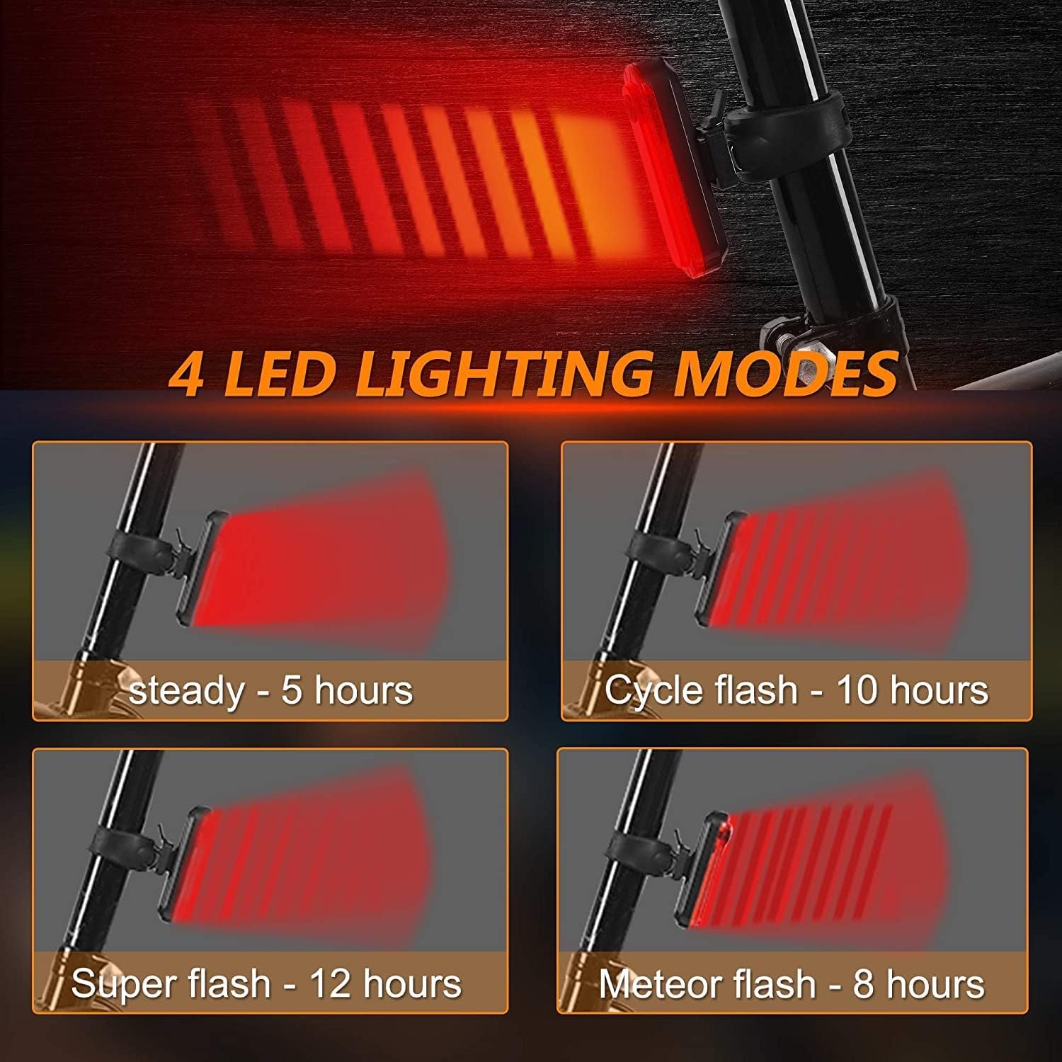 MARSYLUX USB Rechargeable LED Rear Bike Light – Waterproof Bicycle Taillight for Night Riding, High Visibility & Safety – Back Light for Cycle Riders Pack of 1PCS 1