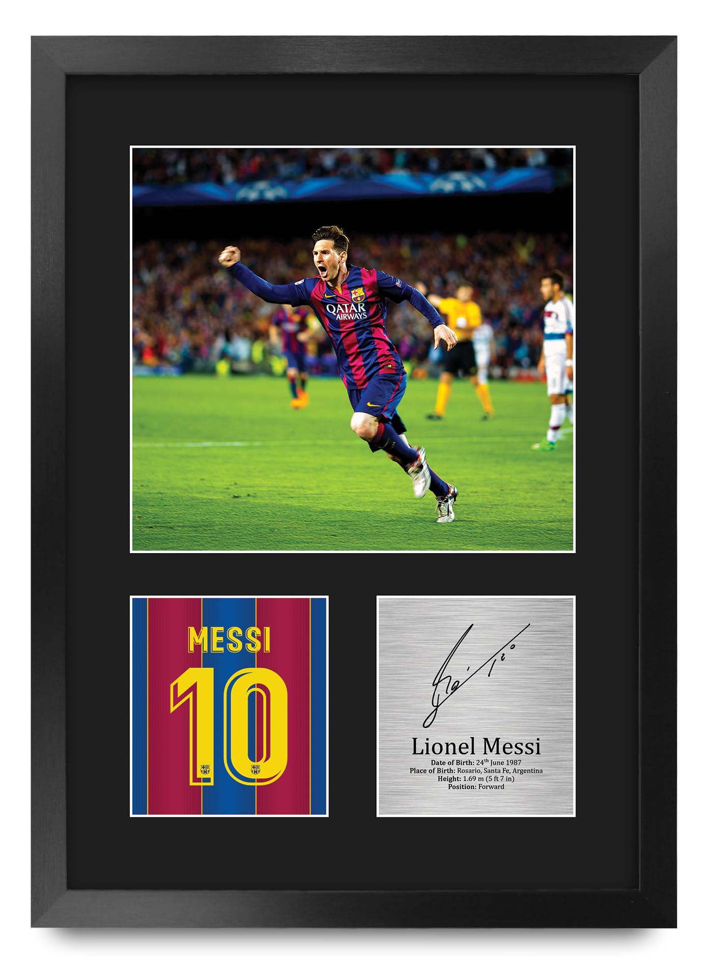 HWC Trading Lionel Messi Gifts Printed Signed Autograph Picture for Football Fans and Supporters - A3 Portrait Framed โ image 1