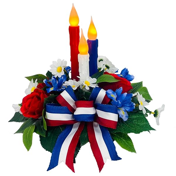 Patriotic Floral Centerpiece with Flameless Candles