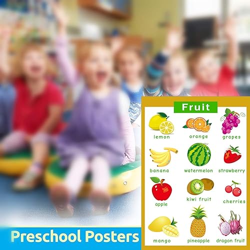 Miniatura 8 de SANTSUN Juego de 2 pósteres educativos preescolares para niños pequeños y niños, ideal para guardería, hogar, escuela, aula, decoración de pared