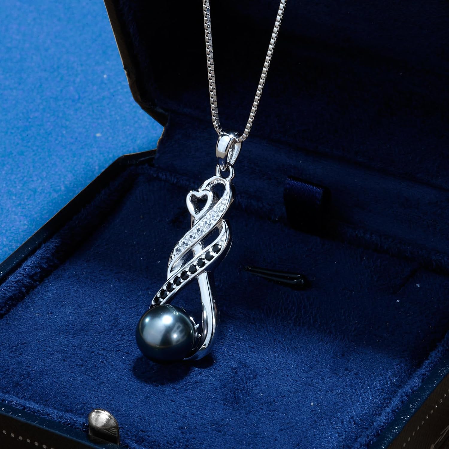 Mothers Day Gifts for Mom-Women-Wife-Grandma-Gift Anniversary,Tahitian Black Pearl Necklace- Wedding Couples Birthday Christmas Day Valentine's Gifts Fine Jewelry - Image 4