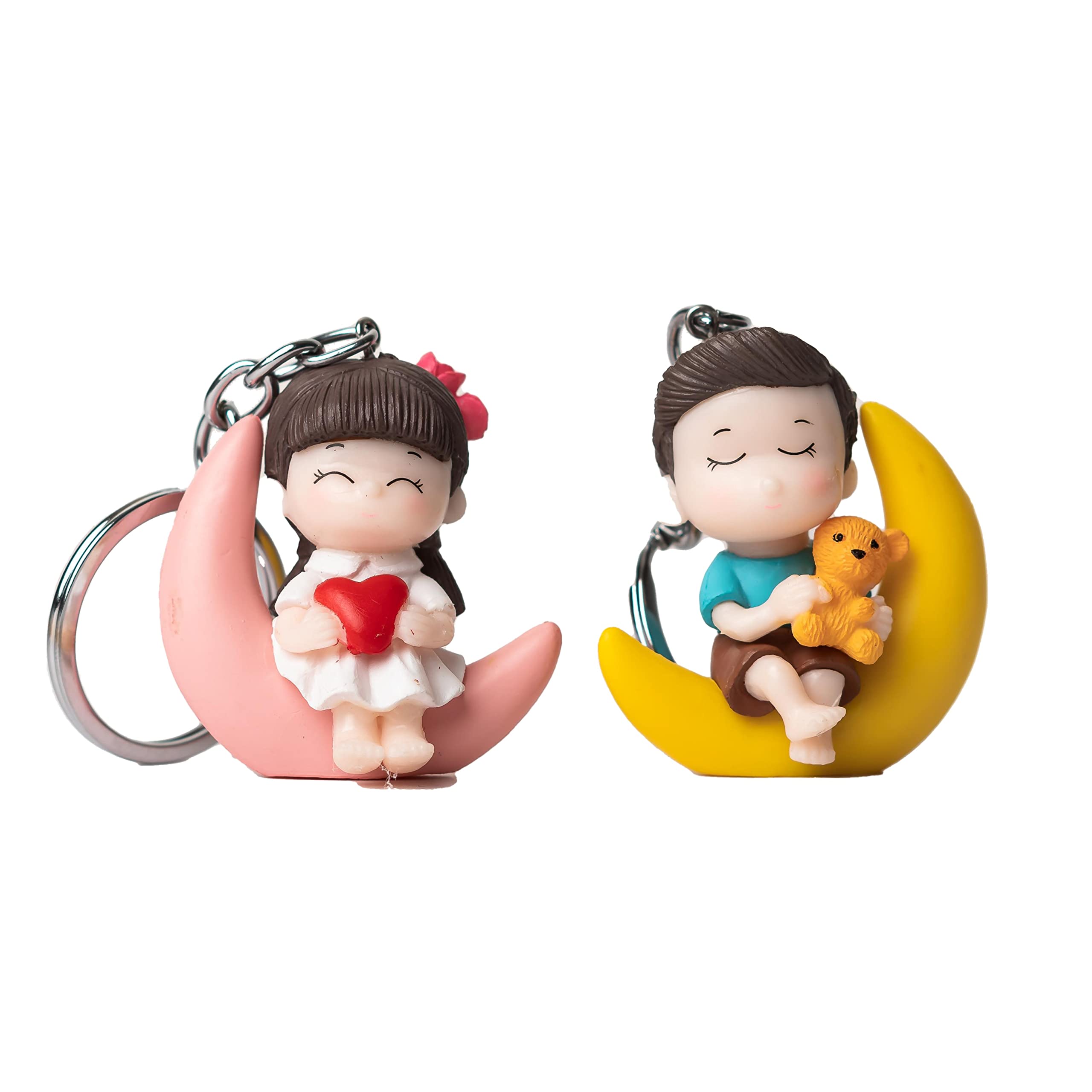 RainSoundGirl & Boy Moon Design Cute Couple keychain & Keyring