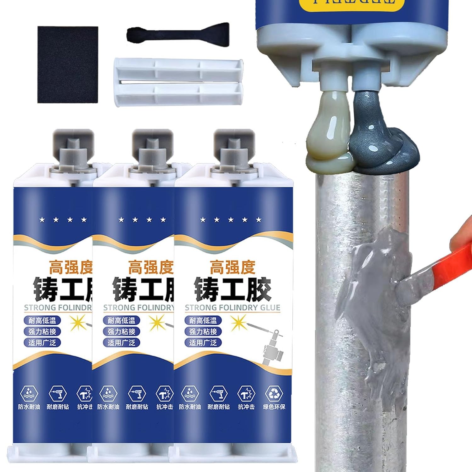 Leak Sealing Welding Glue 85G, Metal Glue Heavy Duty Waterproof, AB Glue Waterproof Sealant, Heavy Duty Cold Welding Glue - Instant Bond, Shockproof, Sturdy(3pcs)