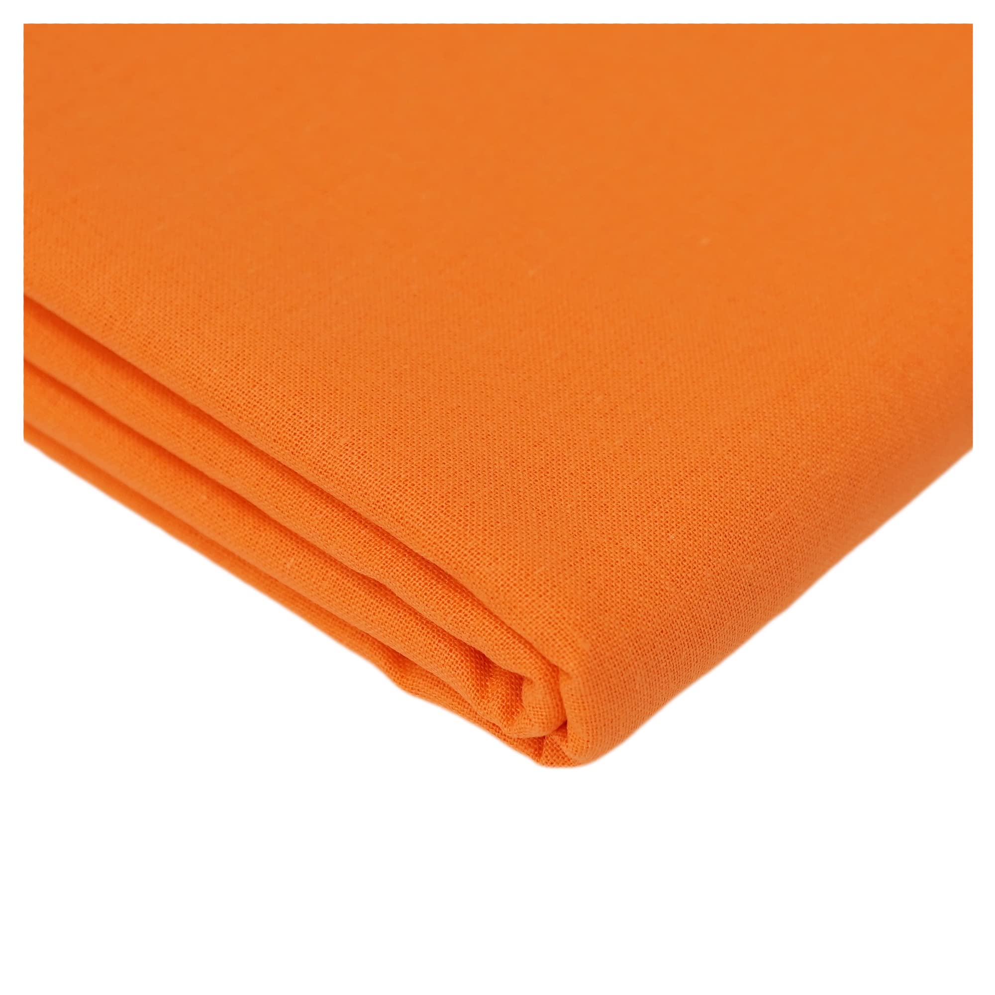100% Cotton Plain Solid Dyed Fabric Woven Material Used for Dressmaking Crafts Quilting - 150GSM - 60” Width (200cm x 150cm / 79" x 60", Orange)