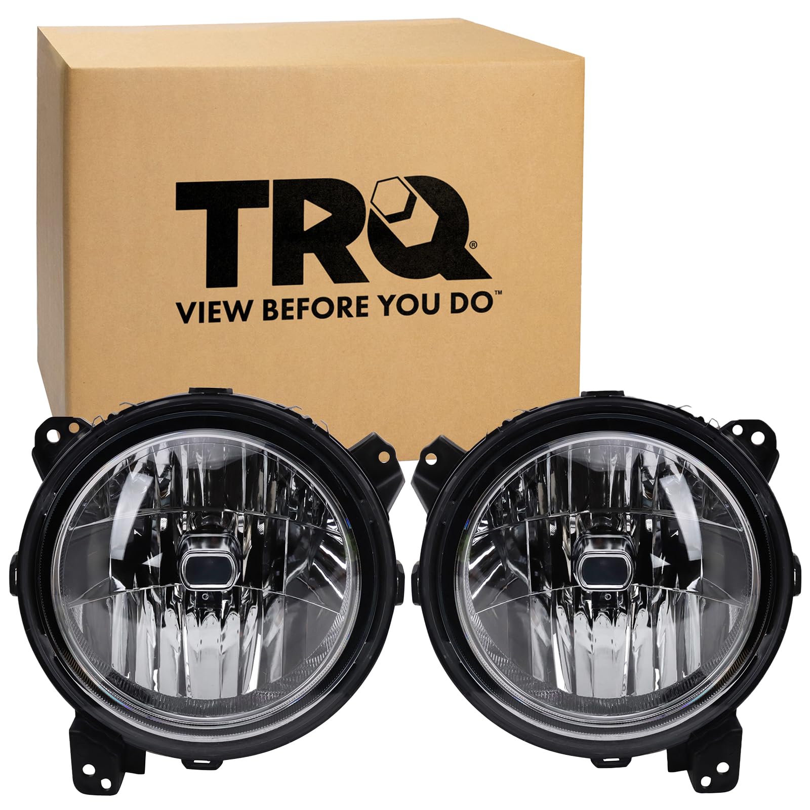 TRQ Headlight Assembly Set Headlights Driver & Passenger Side Compatible with 2020-2023 Jeep Gladiator 2018-2023 Wrangler CH2502314 CH2503314