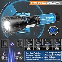 Vista 5 de Flashlights High Lumens Rechargeable- Super Bright Tactical Magnetic LED Flash Light with 8 Modes,COB Work Light,Waterproof,Power Handheld