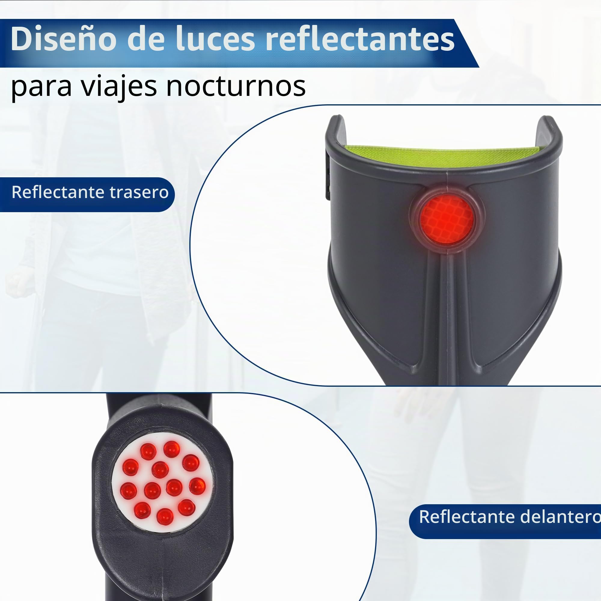 Muletas plegables para antebrazo para adultos (juego de 2) con patas de goma antideslizantes | Muletas de codo ajustables y ligeras con puños, muletas de viaje, ayudas para movilidad y caminar, color negro