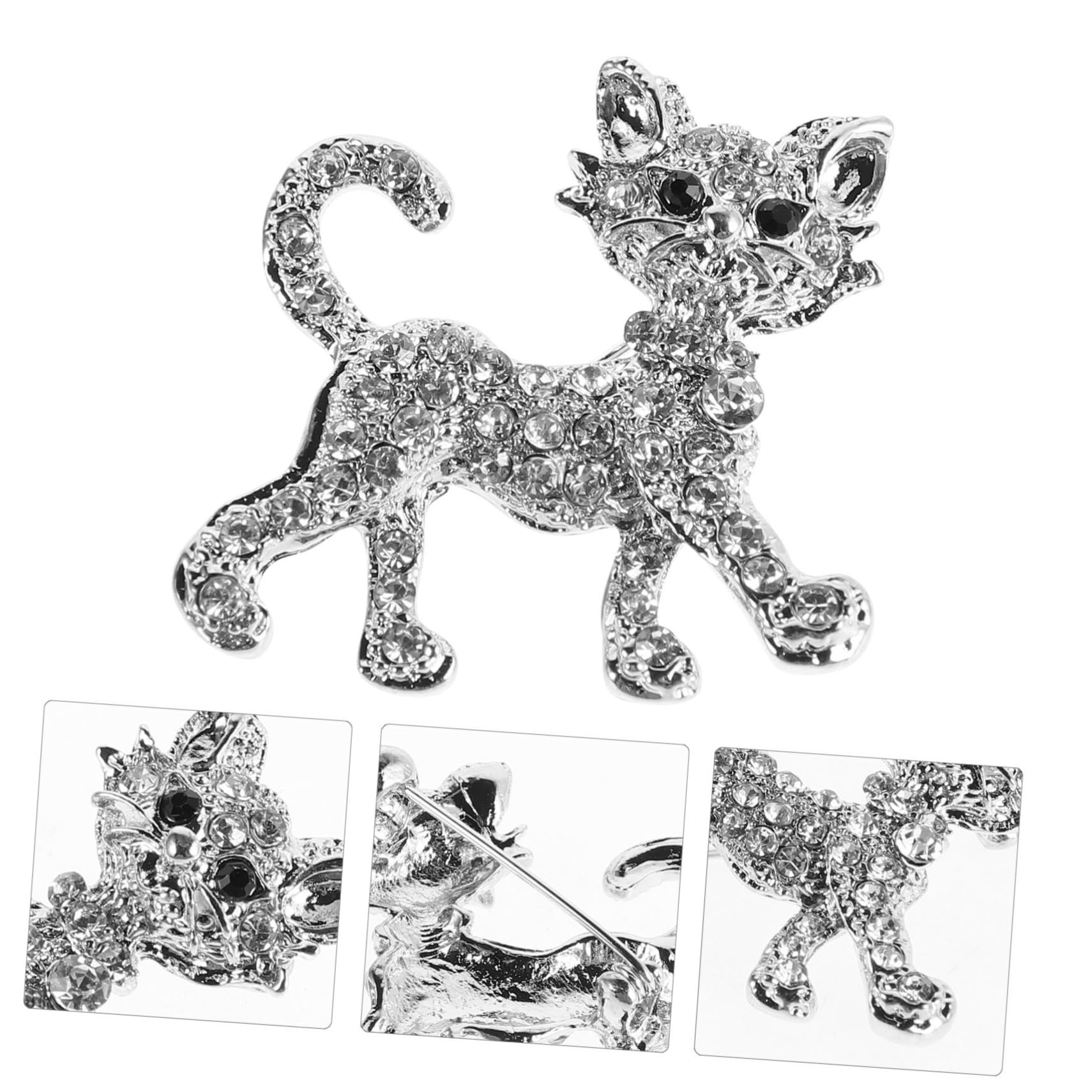Broches con Forma de Gatito, Ropa de Princesa, Abrigo, Gato de Regazo, Diamantes de imitación, Recuerdo de Boda para Mujer, aleación de Plata