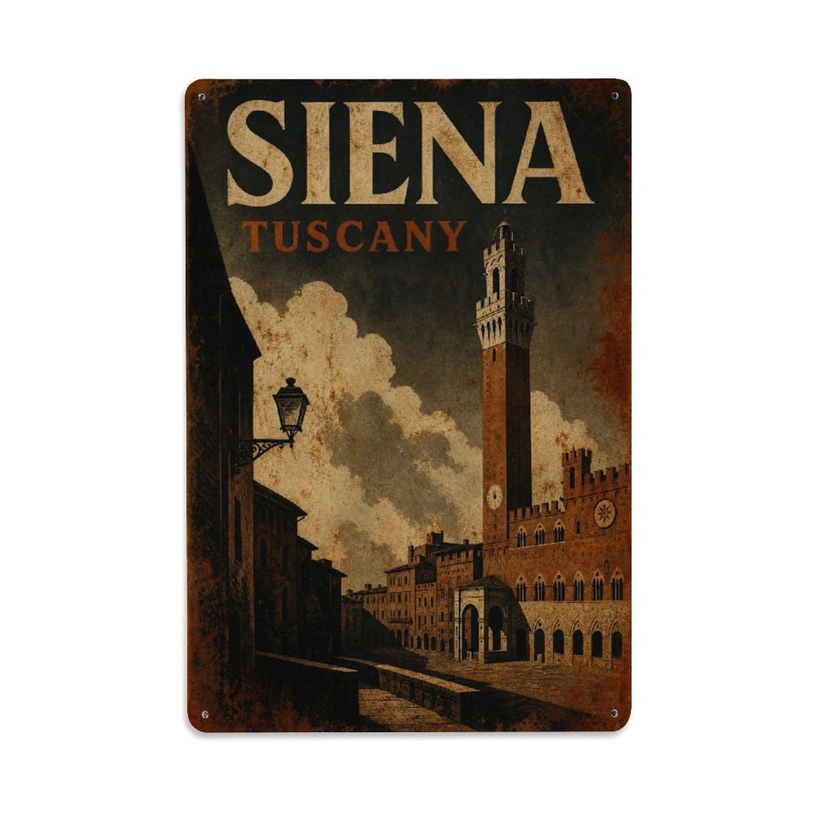 Huiyhb 8X12inch(20X30cm) Vintage Travel Siena Medieval Tuscany Historic City Italy Metal Tin Sign