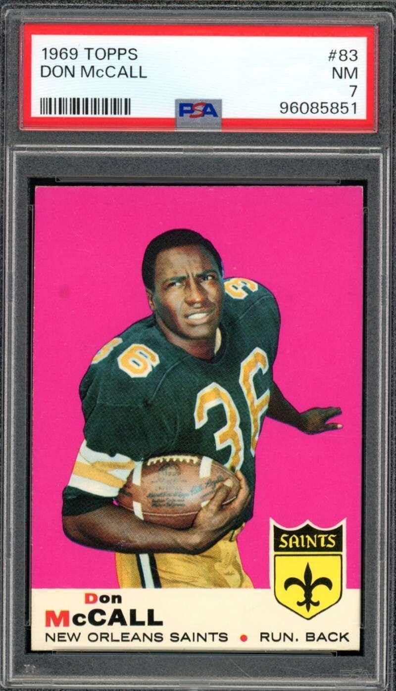 Don McCall Rookie Card 1969 Topps #83 PSA 7 - Unsigned Football Cards