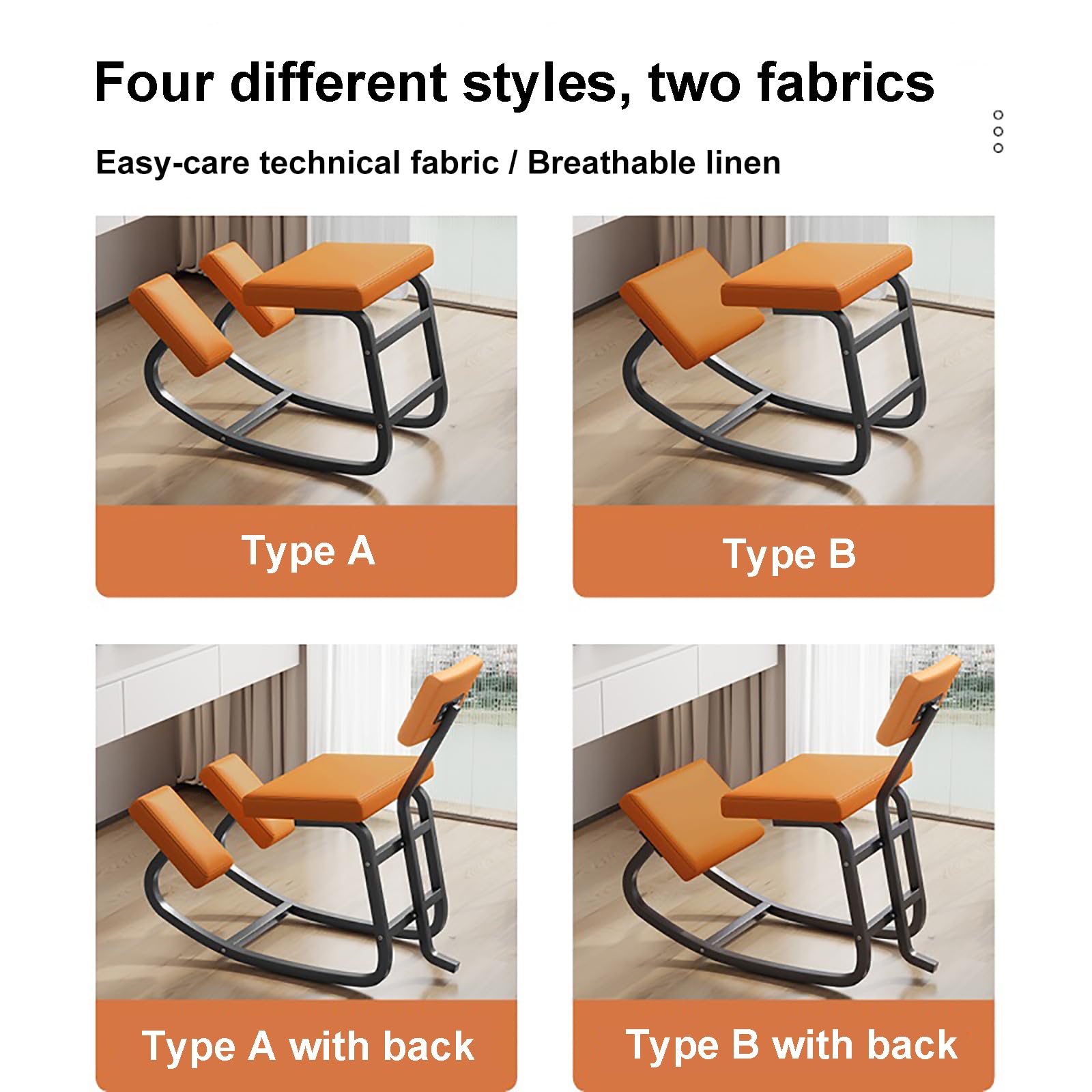 Sedie Innovative in Metallo, Sgabelli Ergonomici, Sedie da Correzione della Postura Seduta, Sedie da Ufficio per Studio in Ginocchio per Camere da Letto Aule Scrivanie(Black Frame, Blue 1)