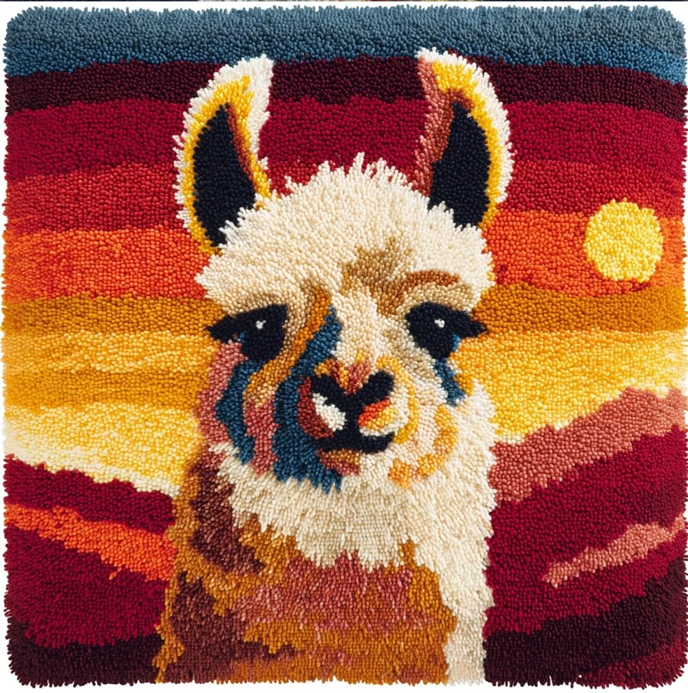 FWRTYCB Latch Hook Kits for Adults Beginners Alpaca At Sunset Pillow Sofa