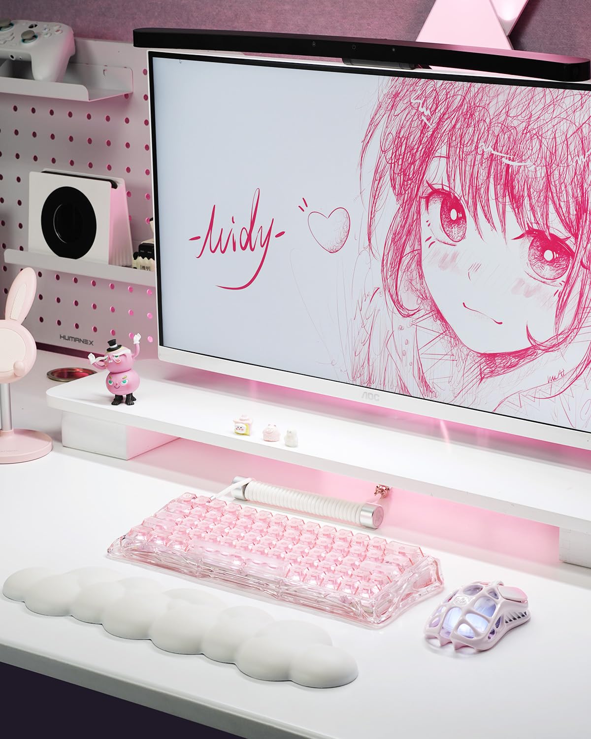 GravaStar Mercury V60 Clavier Gaming magnétique, 8000 Hz Polling Rate, Rapid Trigger Switches Hall Effect, Précision 0,005 mm, Hot-Swap, RGB– Rose Cristal