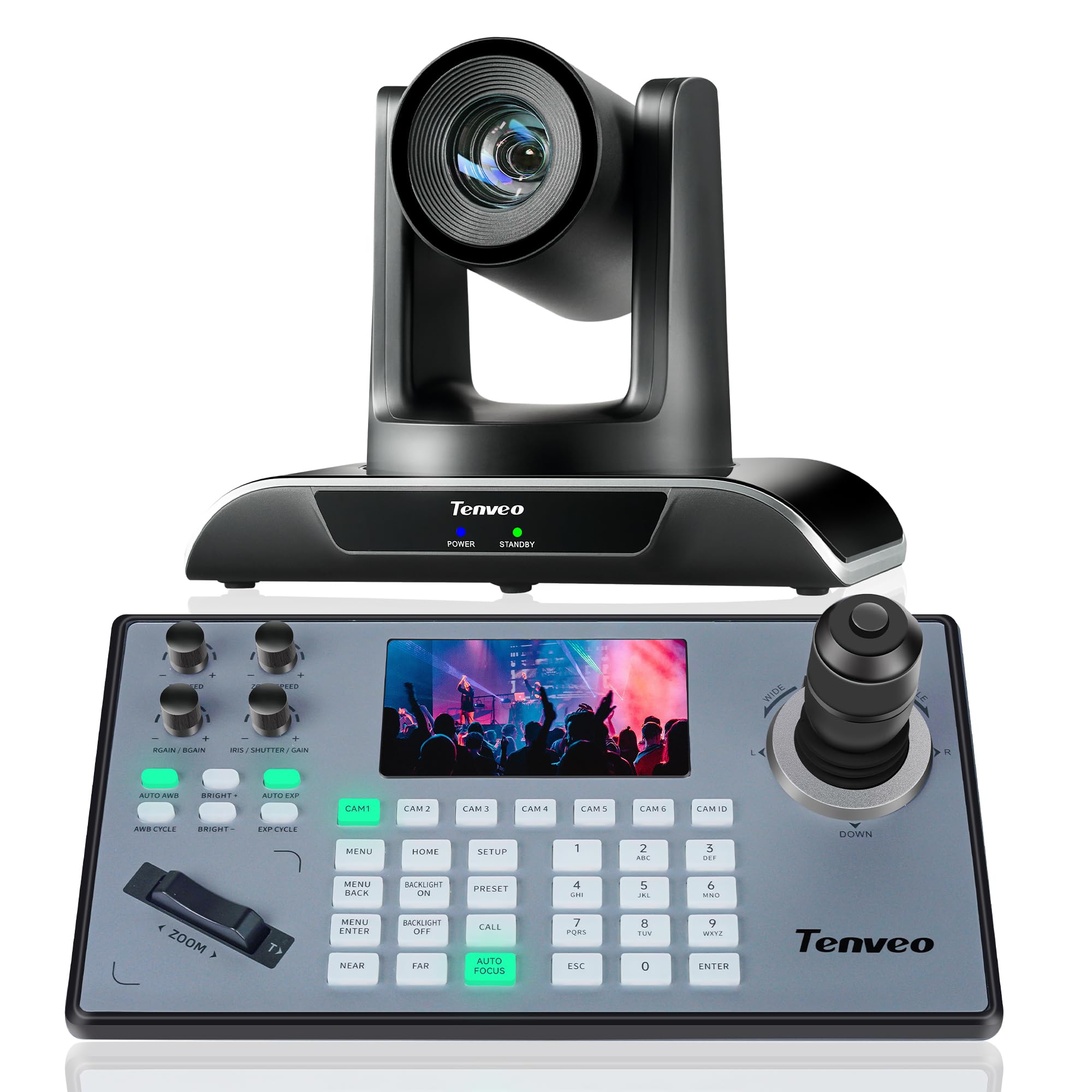 Tenveo PTZ Camera and Controller - 20X Optical Zoom PTZ Camera with HDMI/USB3.0/LAN(PoE) and PTZ Controller Joystick Keyboard Bundle/Kits for Church Worship Services Live Streaming Video Conference
