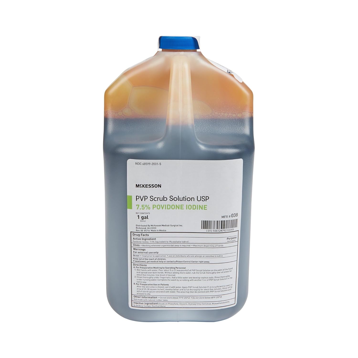 McKesson Povidone-Iodine Surgical Scrub Solution, Pre- and Post-Operation Scrubbing or Washing, 7.5% Strength - 1 gal Jug, 1 Count