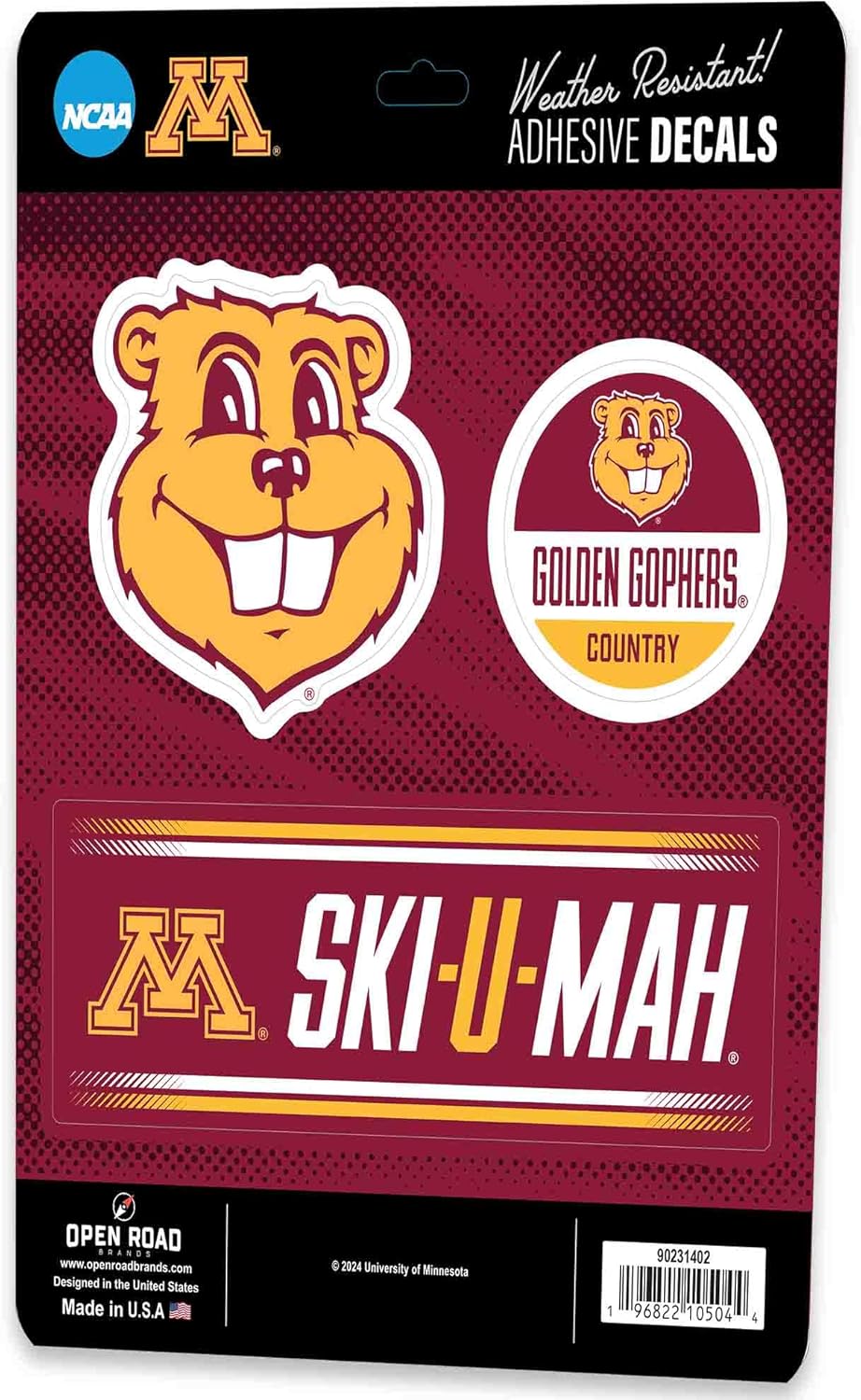 University of Minnesota Team Spirit Adhesive Vinyl Decals - Fun Set of Minnesota Stickers for Car, Window or Laptop, 1 Pack (3 Count) - Image 2