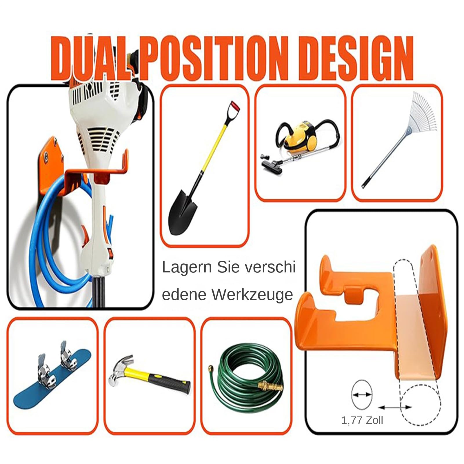 Weedater Hanger - Colgador para deshierba, gancho para cortacésped | 2 unidades de organizador de pared resistente, almacenamiento de utilidad de garaje para recortadora de setos, herramienta el