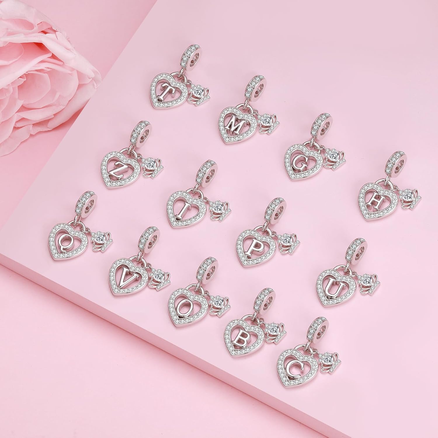 Letter Charms for Charms Bracelet: Silver Heart Alphabet Initial Dangle Charms Bead for Bracelets and Necklaces, Birthday Mother's Day Christmas Jewelry Gifts For Women - Image 7