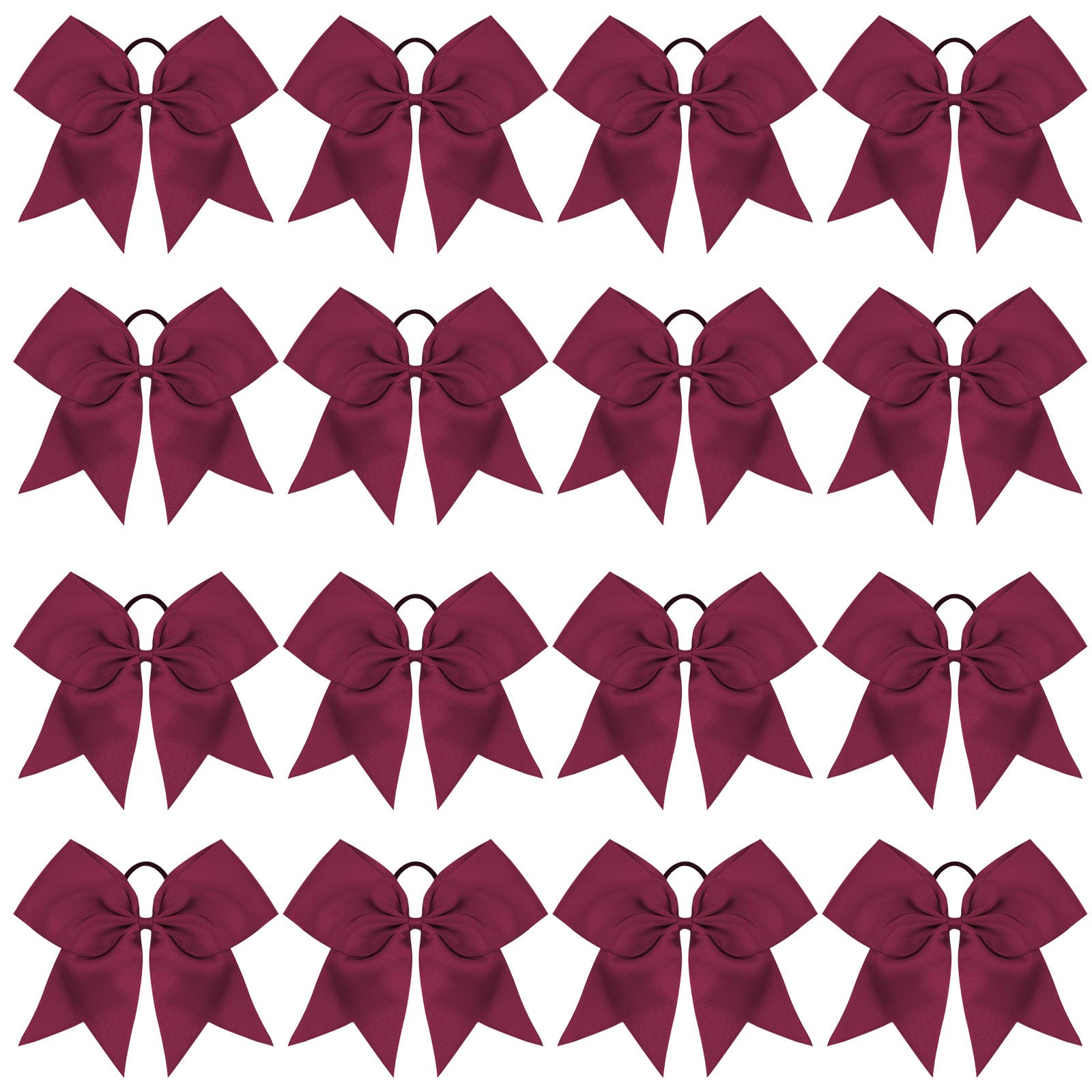 16PCS 8" Large Cheer Hair Bows Ponytail Holder Elastic Band Handmade for Cheerleading Teen Girls College Sports (Maroon, 1 Count (Pack of 16))