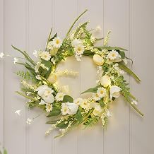 Lights4fun Illuminated Spring Summer Wreath with Yellow Daisies, Warm White LEDs, with 6-Hour Timer, Battery Operated, Decoration Easter Spring for Table and Living Area, Diameter 45 cm