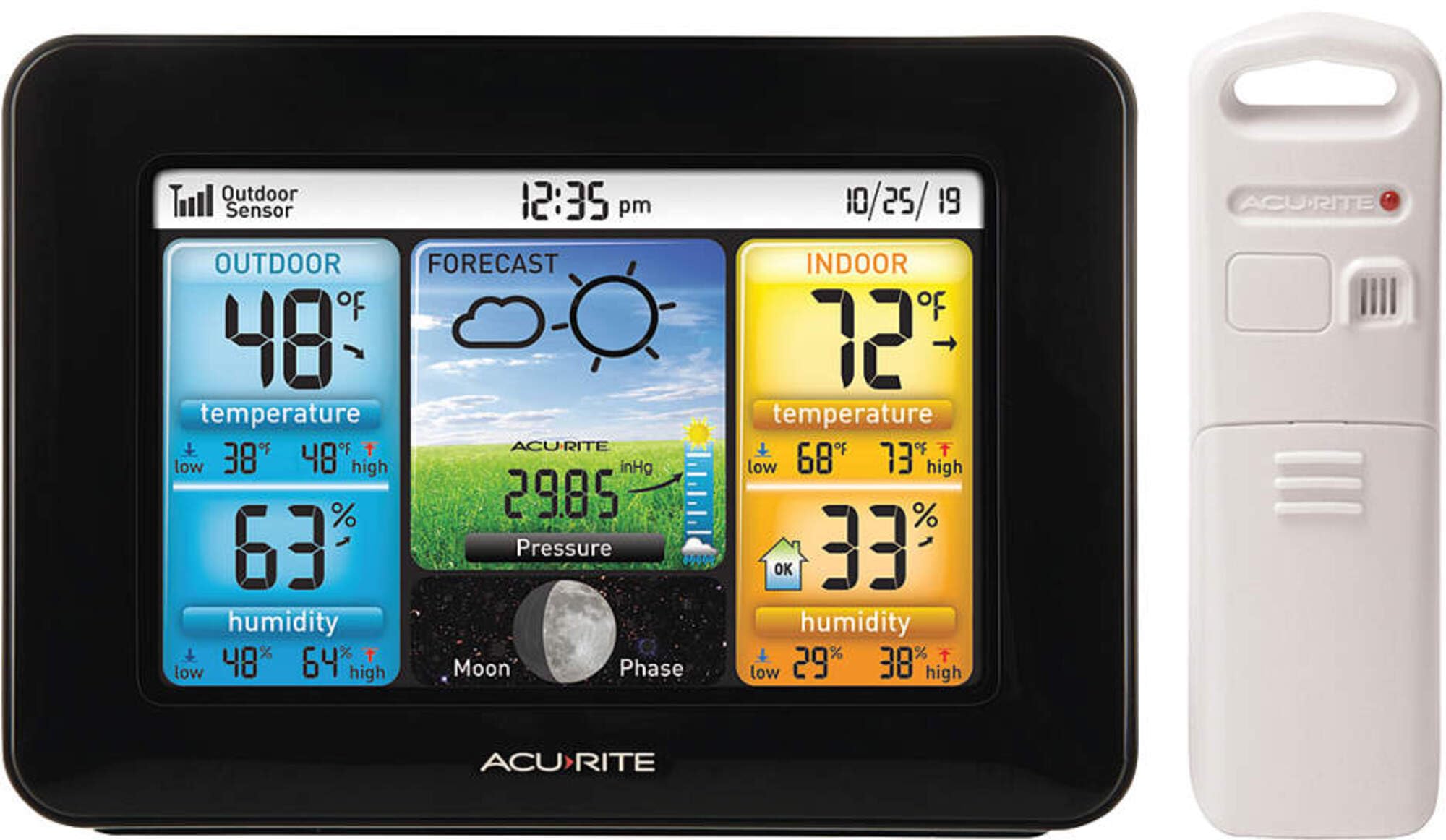 AcuRite Wireless Home Weather Station with Color Display, Indoor Outdoor Thermometer and Temperature Sensor (02077M)