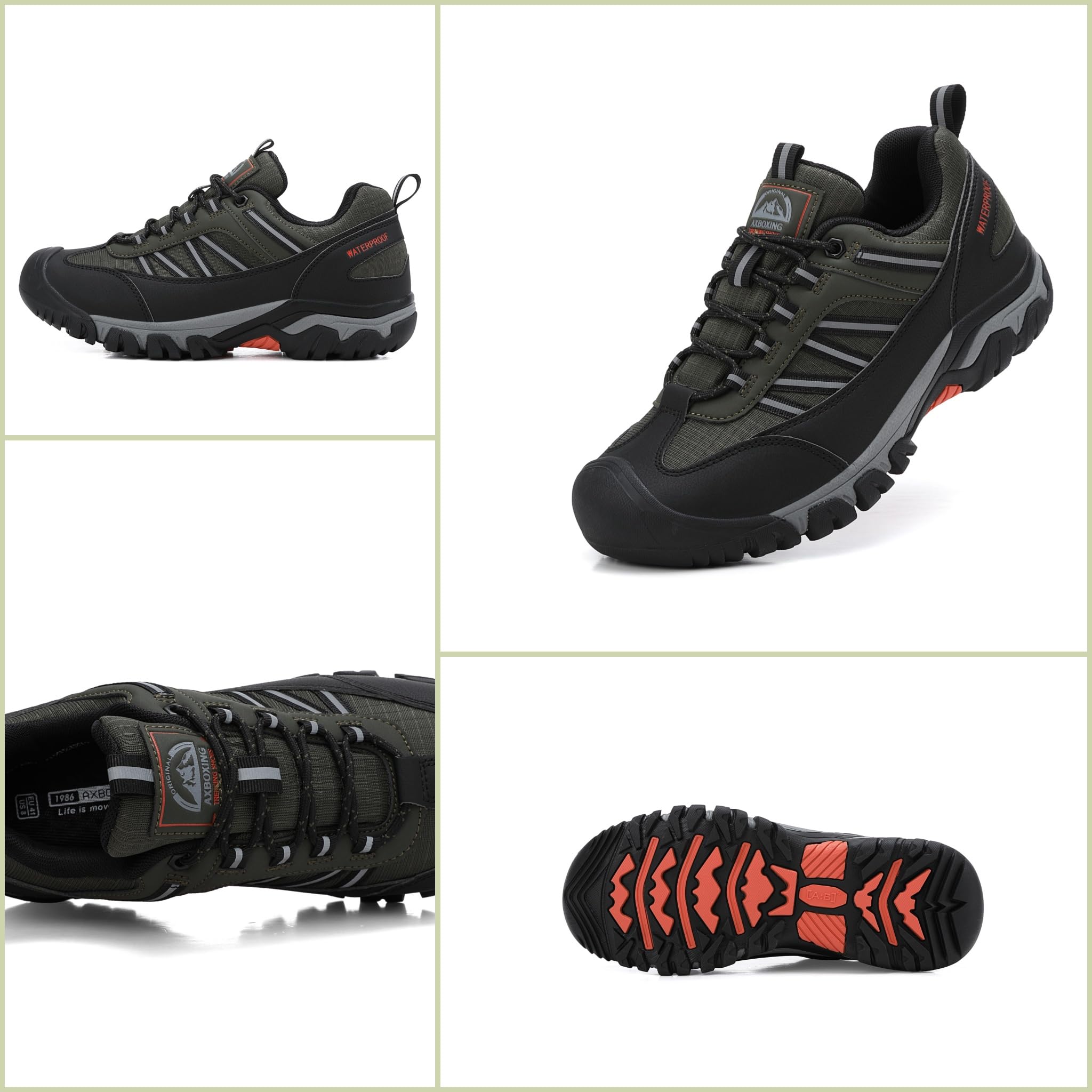 AX BOXING Wanderschuhe Herren Wasserdicht Trekkingschuhe Niedriger Outdoor Schuhe Zehenkappe für Trekking Wandern Camping 41-46 EU