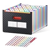 ThinkTex 26 Pockets Expanding File Folder, Upright & Open Top, A-Z Colorful Tabs, Larger Capacity Accordian Folder, Letter/A4 Size for School, Home and Office